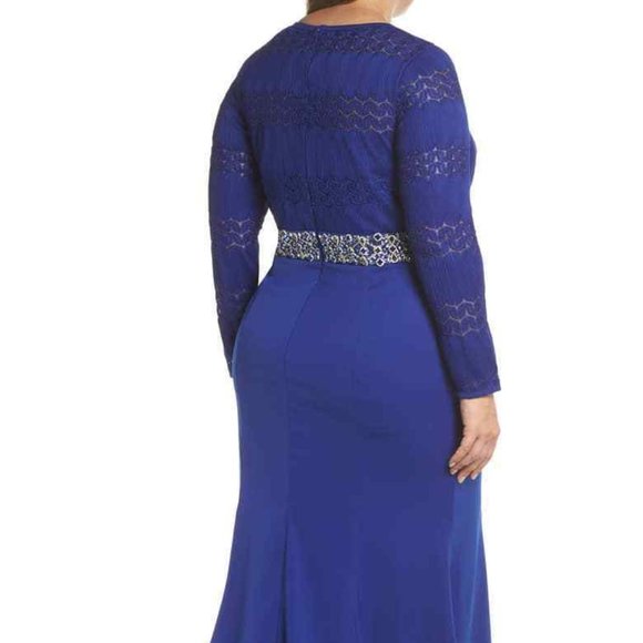 MAC DUGGAL EMBELLISHED WAIST ROYAL BLUE GOWN SZ 16W - Picture 2 of 10